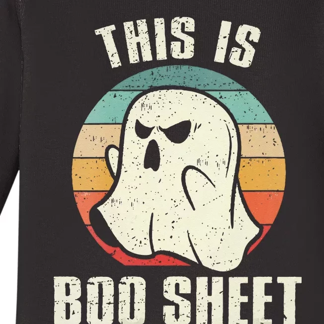 This Is Boo Sheet Funny Halloween Ghost Bedsheet Pun Baby Long Sleeve Bodysuit