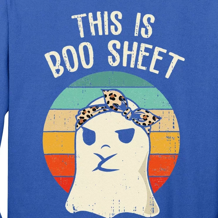 This Is Boo Sheet Ghost Retro Ghost Halloween Leopard Funny Tall Long Sleeve T-Shirt