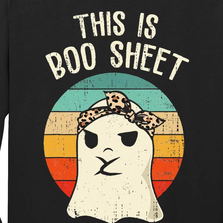 This Is Boo Sheet Ghost Retro Ghost Halloween Leopard Tall Long Sleeve T-Shirt