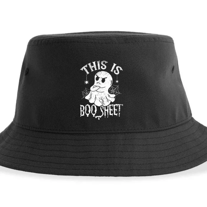 This Is Boo Sheet Spider Decor Ghost Spooky Halloween Sustainable Bucket Hat