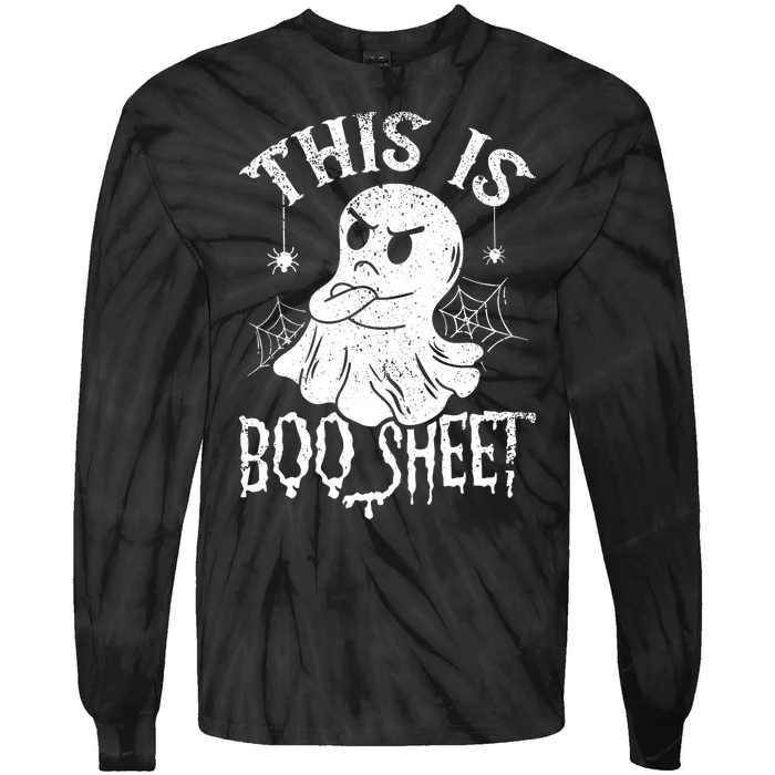 This Is Boo Sheet Spider Decor Ghost Spooky Halloween Tie-Dye Long Sleeve Shirt