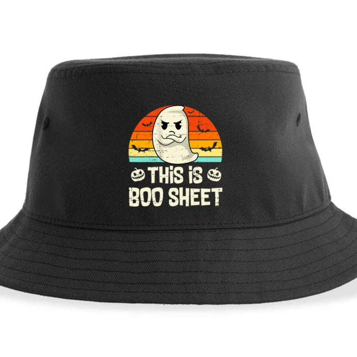 This Is Boo Sheet Ghost Retro Halloween Costume Sustainable Bucket Hat