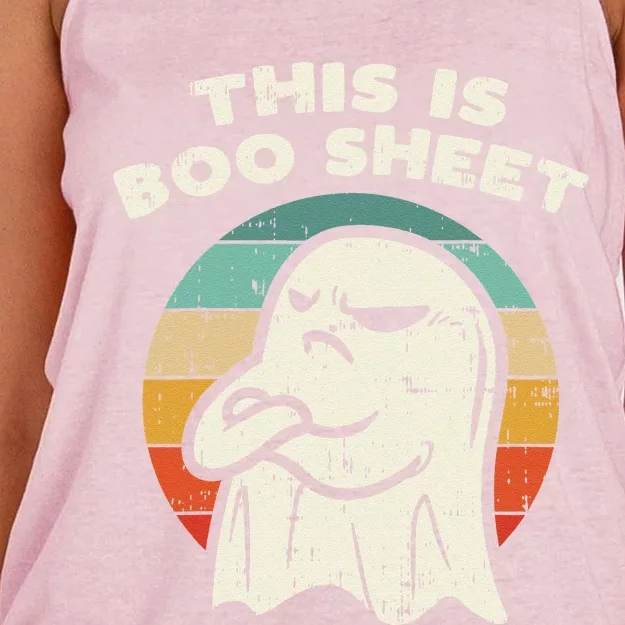 This Is Boo Sheet Ghost Retro Halloween Costume Women's Knotted Racerback Tank