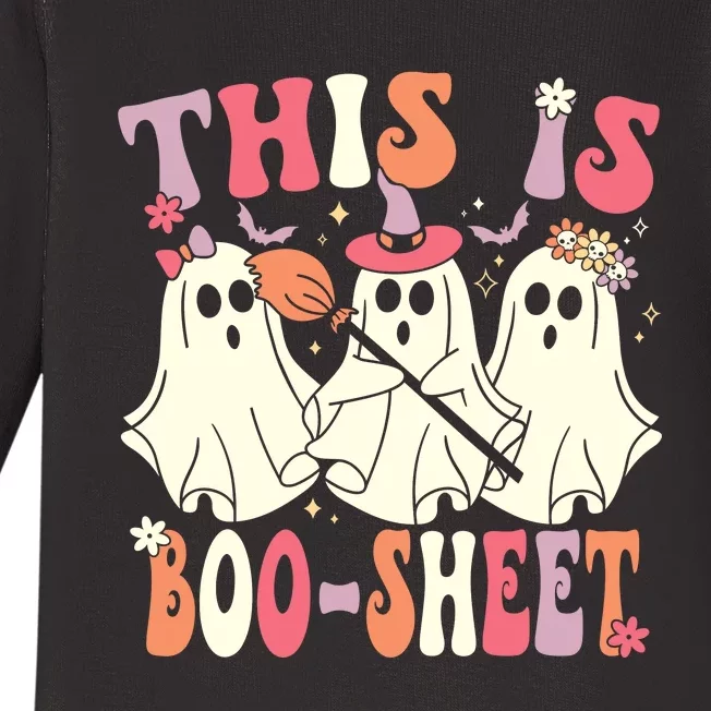 This Is Boosheet Halloween Ghost Costume Retro Groovy Baby Long Sleeve Bodysuit