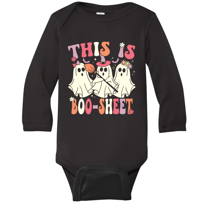 This Is Boosheet Halloween Ghost Costume Retro Groovy Baby Long Sleeve Bodysuit