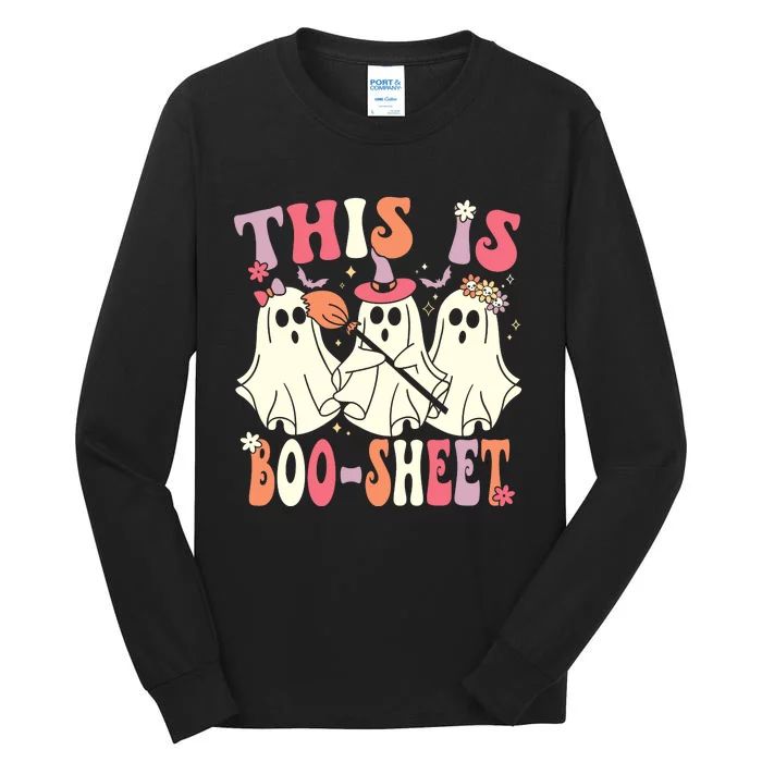 This Is Boosheet Halloween Ghost Costume Retro Groovy Tall Long Sleeve T-Shirt