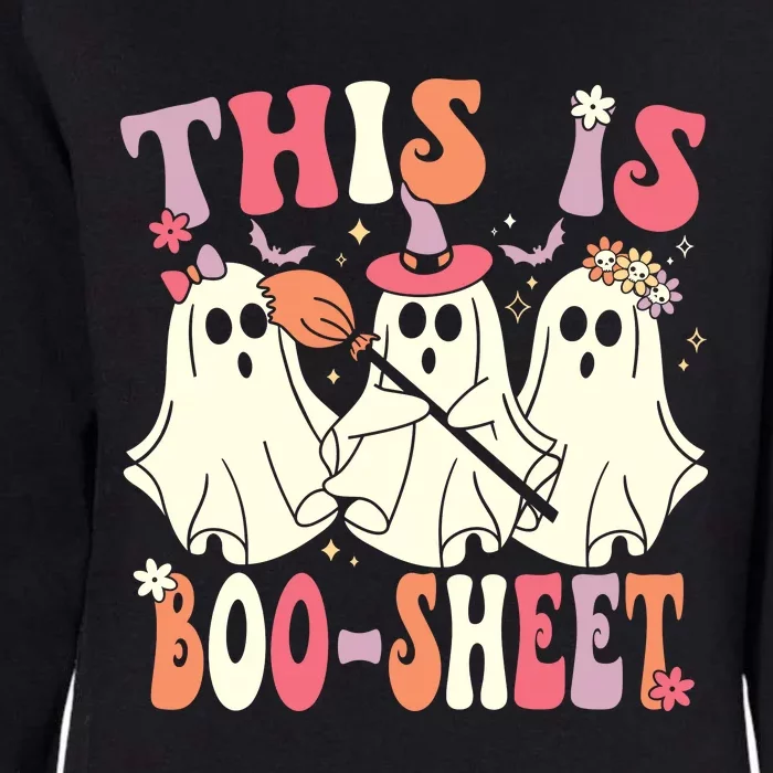 This Is Boosheet Halloween Ghost Costume Retro Groovy Womens California Wash Sweatshirt