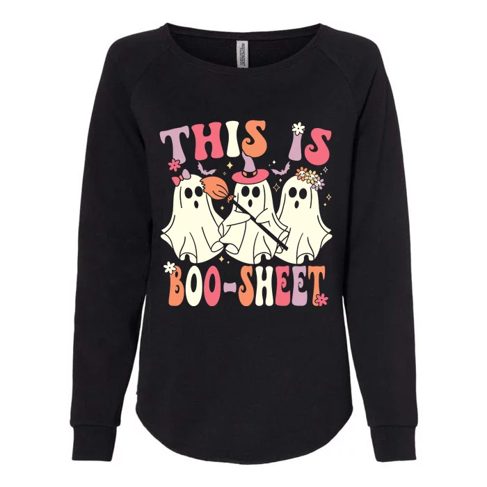 This Is Boosheet Halloween Ghost Costume Retro Groovy Womens California Wash Sweatshirt