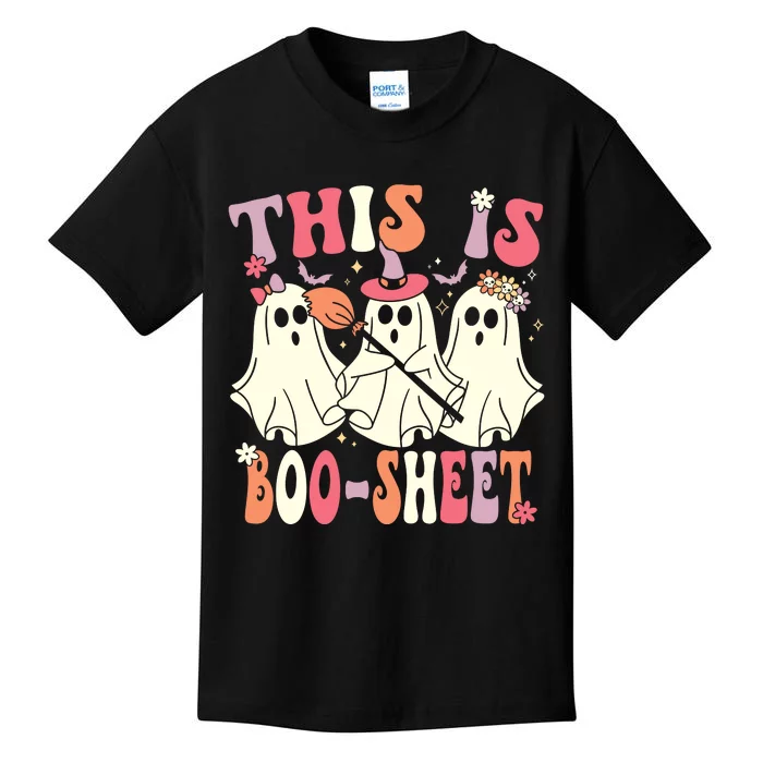 This Is Boosheet Halloween Ghost Costume Retro Groovy Kids T-Shirt