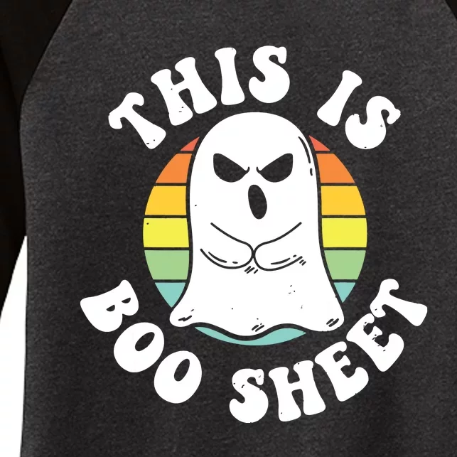 This Is Boo Sheet Ghost Retro Halloween Costume Women's Tri-Blend 3/4-Sleeve Raglan Shirt