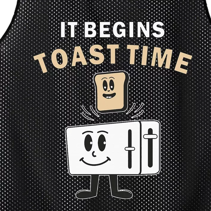 Toaster It Begins Toast Time Toast Breakfast Toast Bread Mesh Reversible Basketball Jersey Tank