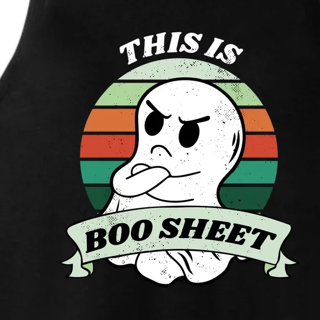 This Is Boo Sheet Cartoon Ghost Funny Halloween Ladies Tri-Blend Wicking Tank