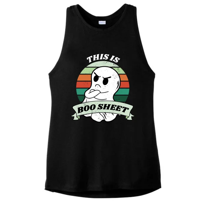 This Is Boo Sheet Cartoon Ghost Funny Halloween Ladies Tri-Blend Wicking Tank