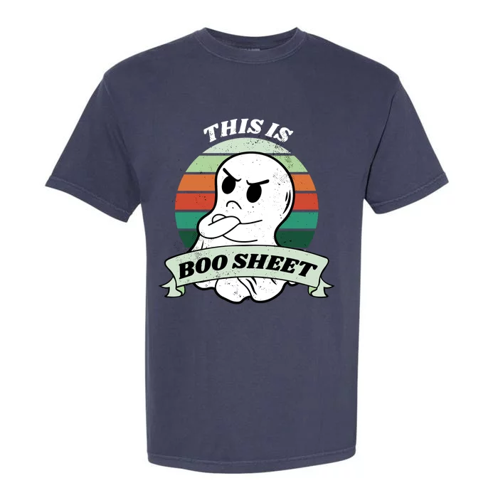 This Is Boo Sheet Cartoon Ghost Funny Halloween Garment-Dyed Heavyweight T-Shirt