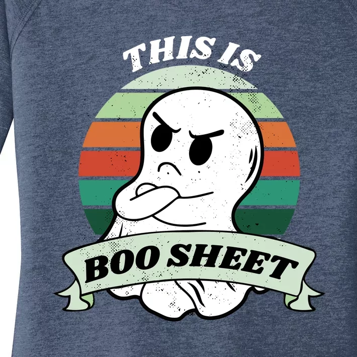 This Is Boo Sheet Cartoon Ghost Funny Halloween Women's Perfect Tri Tunic Long Sleeve Shirt