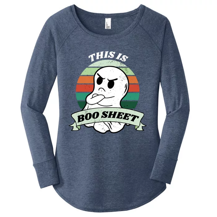 This Is Boo Sheet Cartoon Ghost Funny Halloween Women's Perfect Tri Tunic Long Sleeve Shirt