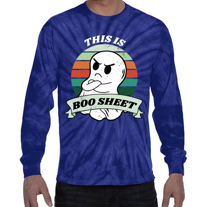 This Is Boo Sheet Cartoon Ghost Funny Halloween Tie-Dye Long Sleeve Shirt