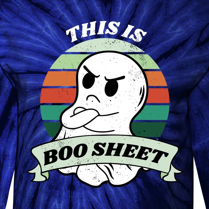 This Is Boo Sheet Cartoon Ghost Funny Halloween Tie-Dye Long Sleeve Shirt