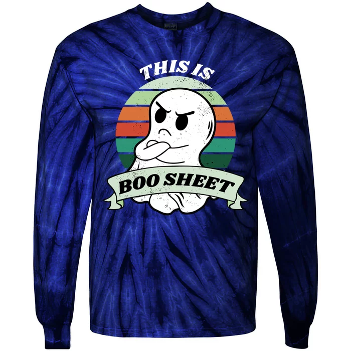 This Is Boo Sheet Cartoon Ghost Funny Halloween Tie-Dye Long Sleeve Shirt