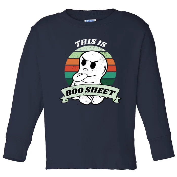 This Is Boo Sheet Cartoon Ghost Funny Halloween Toddler Long Sleeve Shirt