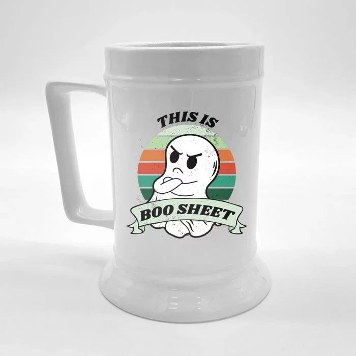 This Is Boo Sheet Cartoon Ghost Funny Halloween Front & Back Beer Stein