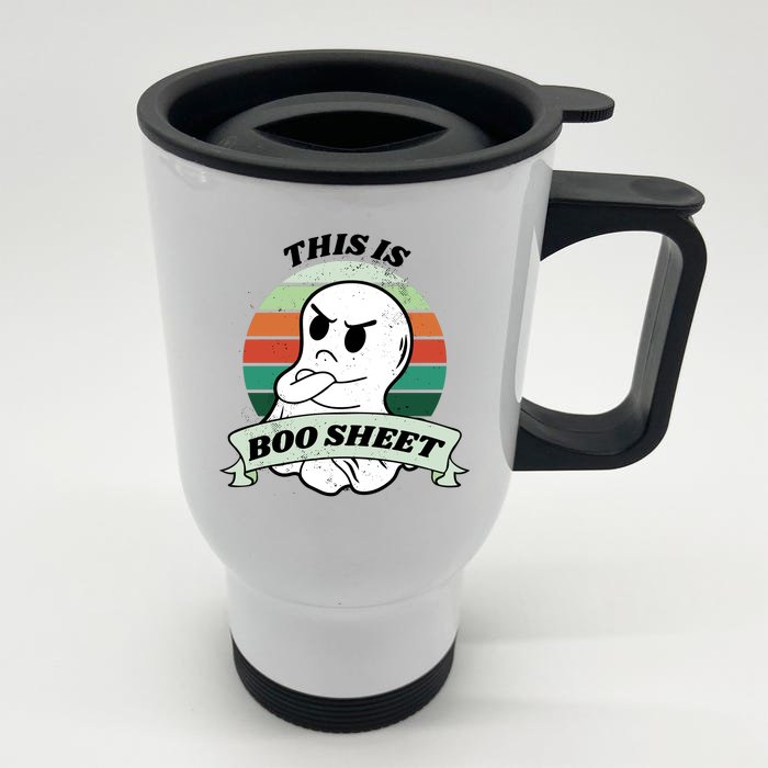 This Is Boo Sheet Cartoon Ghost Funny Halloween Front & Back Stainless Steel Travel Mug