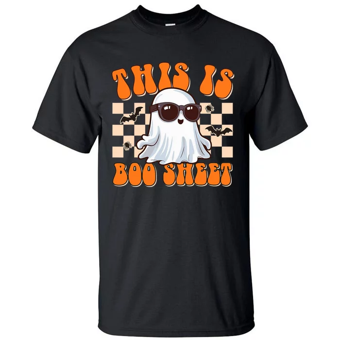 This Is Boo Sheet Ghost Groovy Halloween Costume Tall T-Shirt