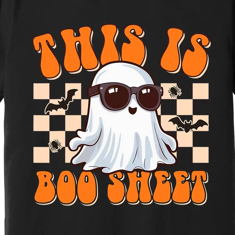 This Is Boo Sheet Ghost Groovy Halloween Costume Premium T-Shirt