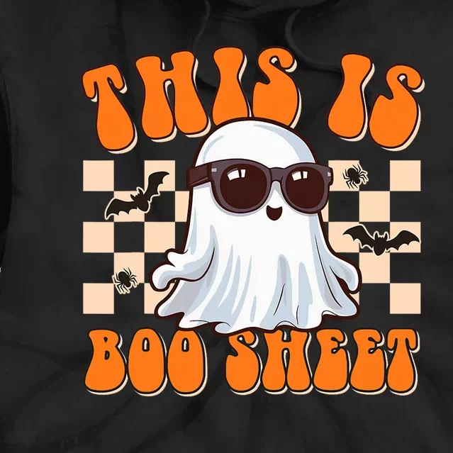 This Is Boo Sheet Ghost Groovy Halloween Costume Tie Dye Hoodie