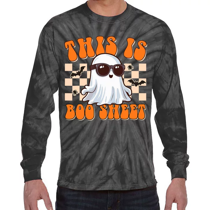 This Is Boo Sheet Ghost Groovy Halloween Costume Tie-Dye Long Sleeve Shirt