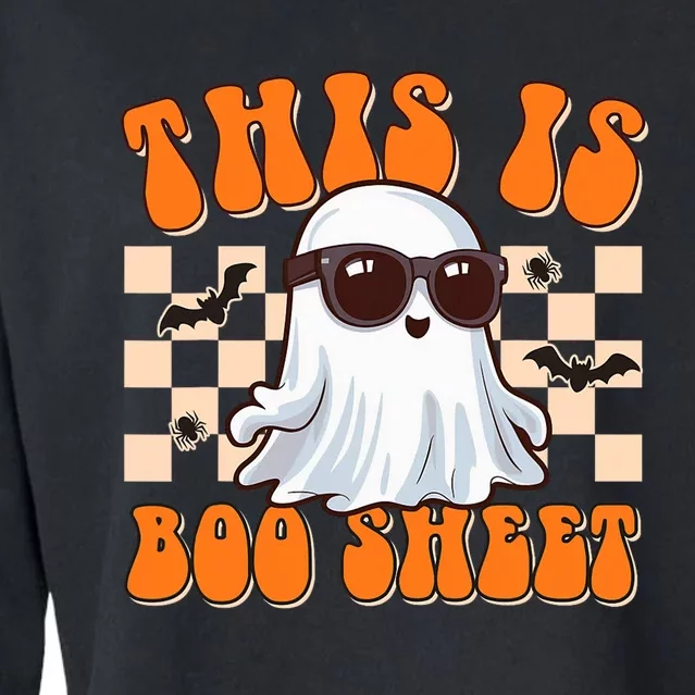 This Is Boo Sheet Ghost Groovy Halloween Costume Cropped Pullover Crew