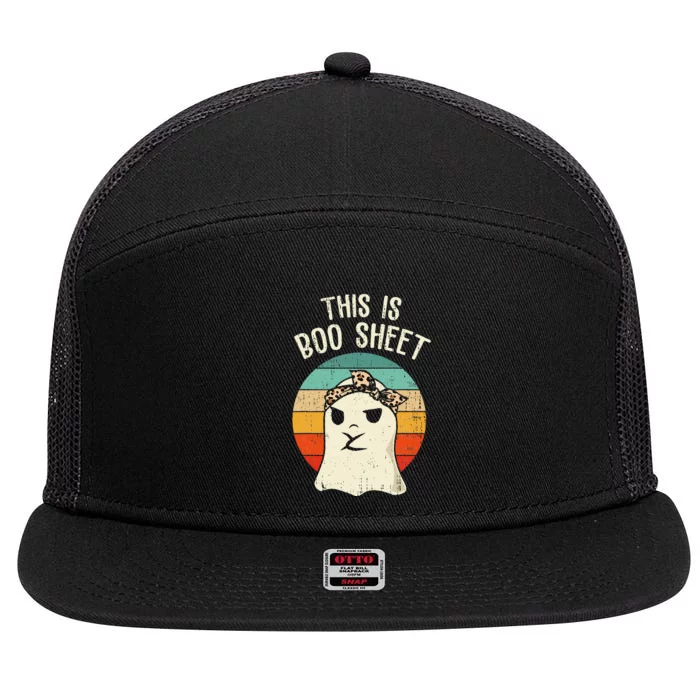 This Is Boo Sheet Ghost Retro Ghost Halloween Leopard 7 Panel Mesh Trucker Snapback Hat