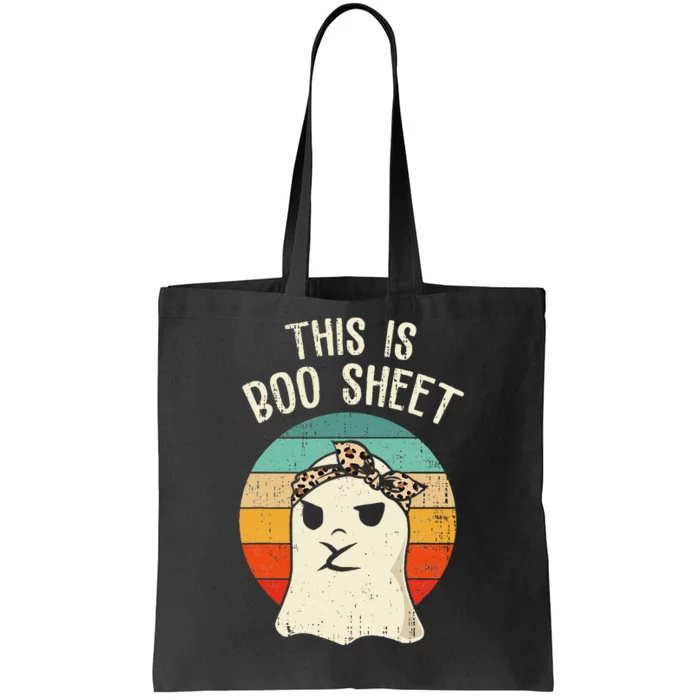 This Is Boo Sheet Ghost Retro Ghost Halloween Leopard Tote Bag