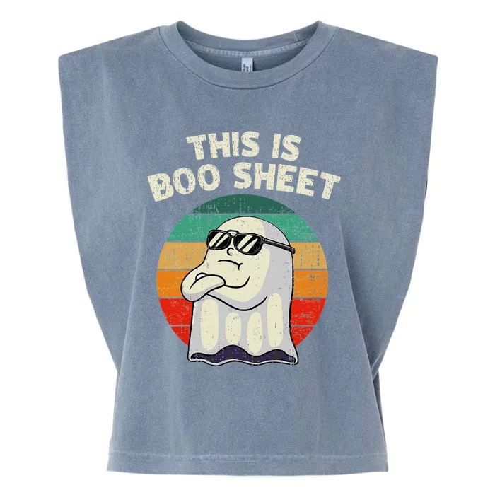 This Is Boo Sheet Ghost Retro Sunglasses Halloween Garment-Dyed Women's Muscle Tee