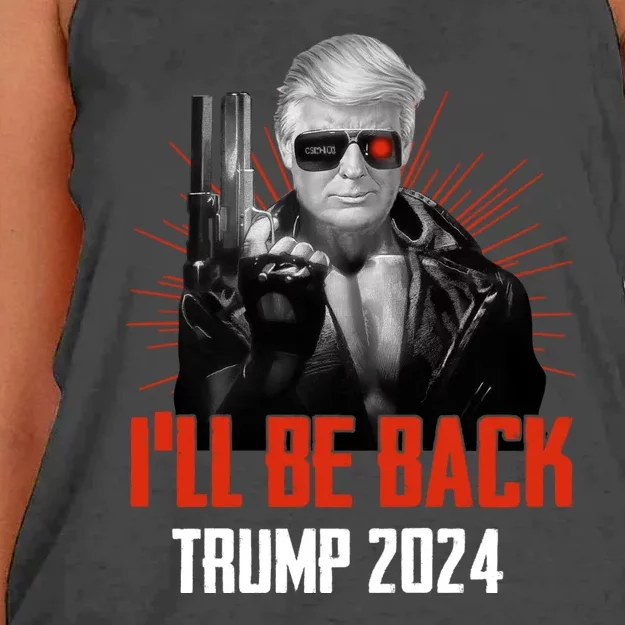 Trumpinator I'll Be Back 2024 Donald Trump 2024 I'll Be Back Women's Knotted Racerback Tank