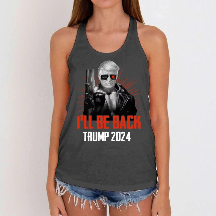 Trumpinator I'll Be Back 2024 Donald Trump 2024 I'll Be Back Women's Knotted Racerback Tank