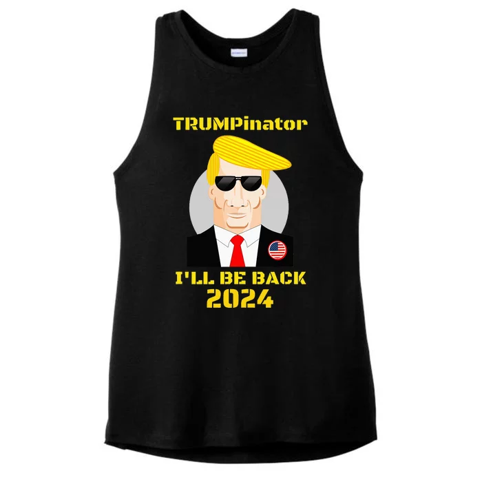 Trumpinator, I'll Be Back in 2024 Ladies Tri-Blend Wicking Tank