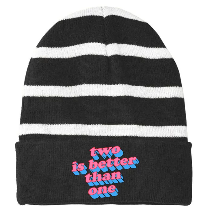 Two Is Better Than One Valentine Striped Beanie with Solid Band