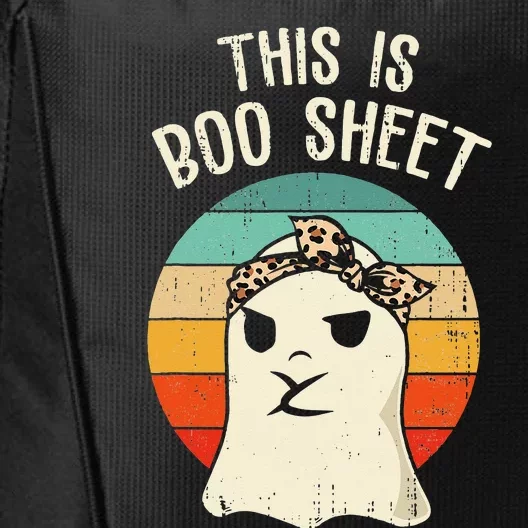 This Is Boo Sheet Ghost Retro Ghost Halloween Leopard City Backpack