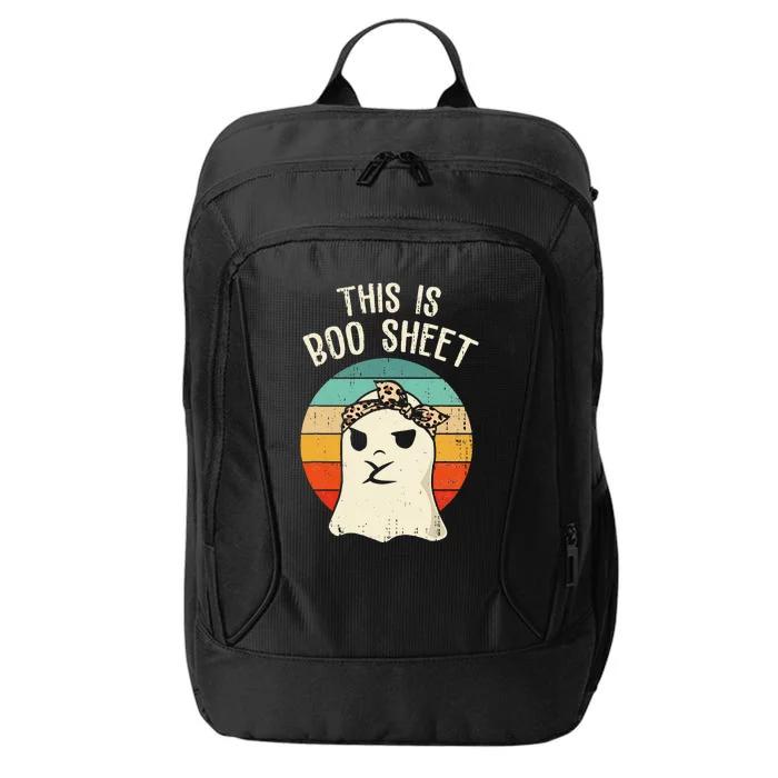 This Is Boo Sheet Ghost Retro Ghost Halloween Leopard City Backpack