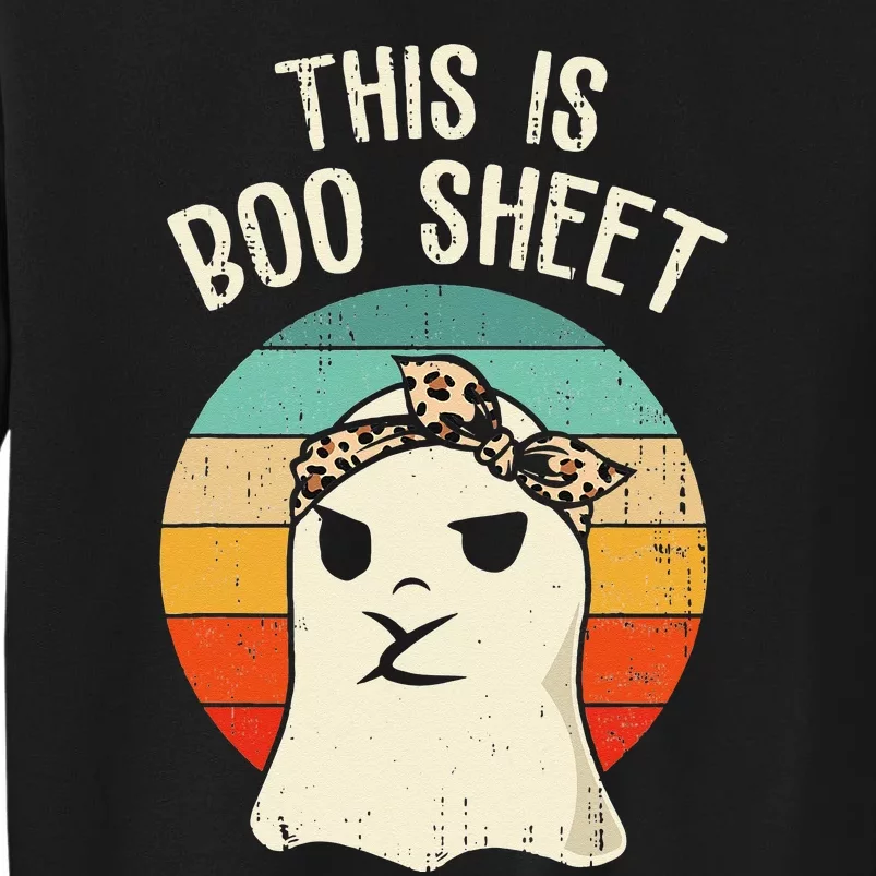 This Is Boo Sheet Ghost Retro Ghost Halloween Leopard Tall Sweatshirt