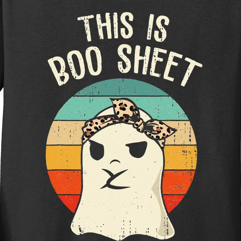 This Is Boo Sheet Ghost Retro Ghost Halloween Leopard Kids Long Sleeve Shirt