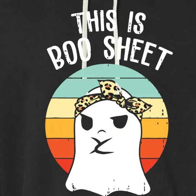 This Is Boo Sheet Ghost Retro Ghost Halloween Leopard Garment-Dyed Fleece Hoodie