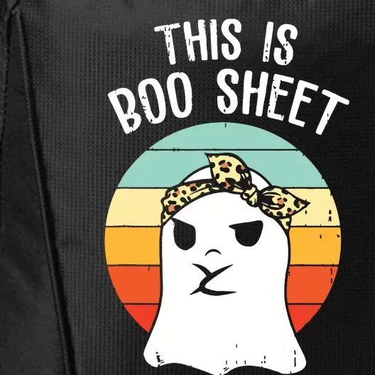 This Is Boo Sheet Ghost Retro Ghost Halloween Leopard City Backpack