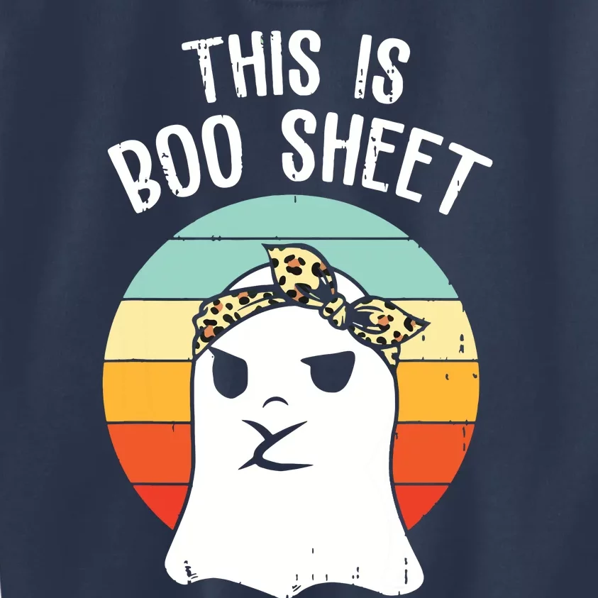 This Is Boo Sheet Ghost Retro Ghost Halloween Leopard Kids Sweatshirt