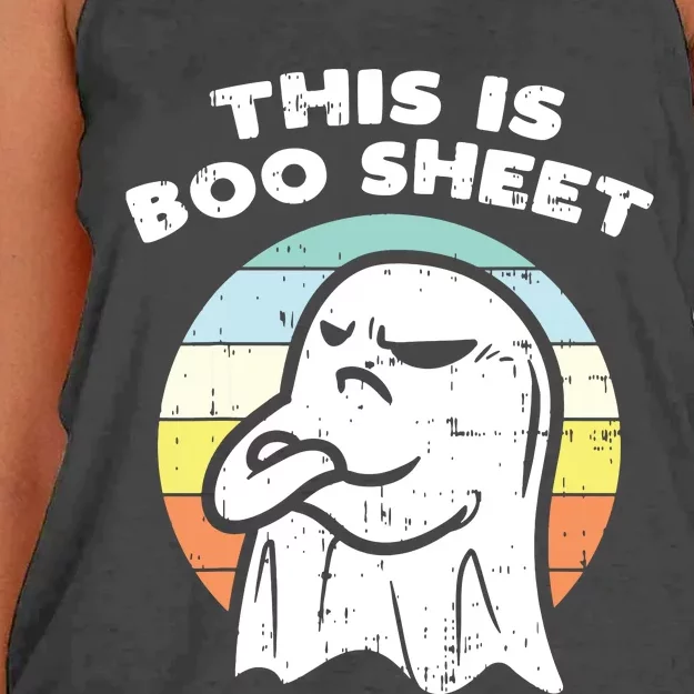 This Is Boo Sheet Ghost Retro Halloween Costume Women's Knotted Racerback Tank