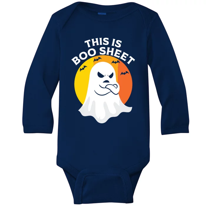 This Is Boo Sheet Ghost Retro Halloween Costume Baby Long Sleeve Bodysuit