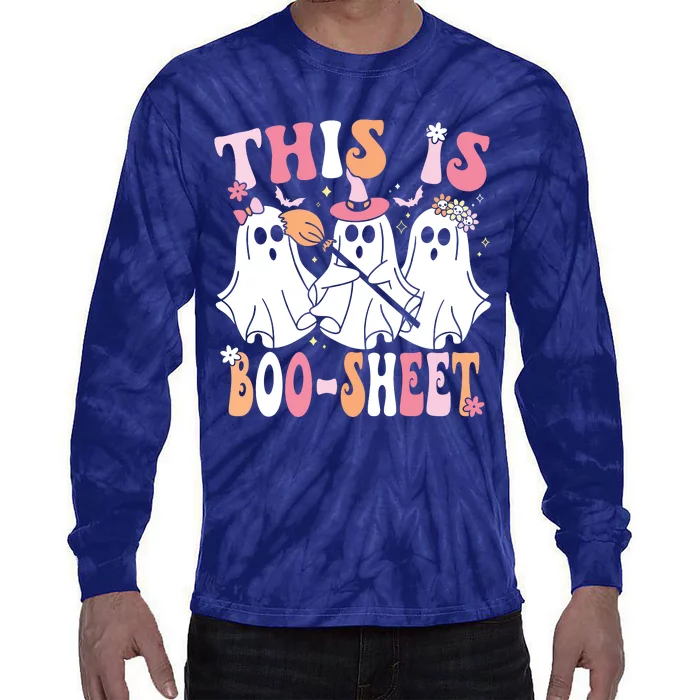 This Is Boosheet Halloween Ghost Costume Retro Groovy Tie-Dye Long Sleeve Shirt