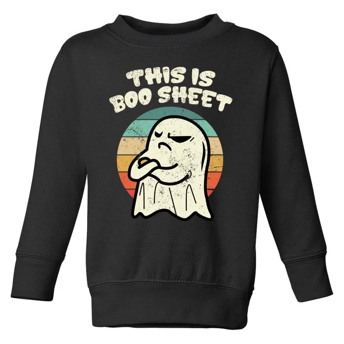 This Is Boo Sheet Ghost Retro Halloween Costume Toddler Sweatshirt