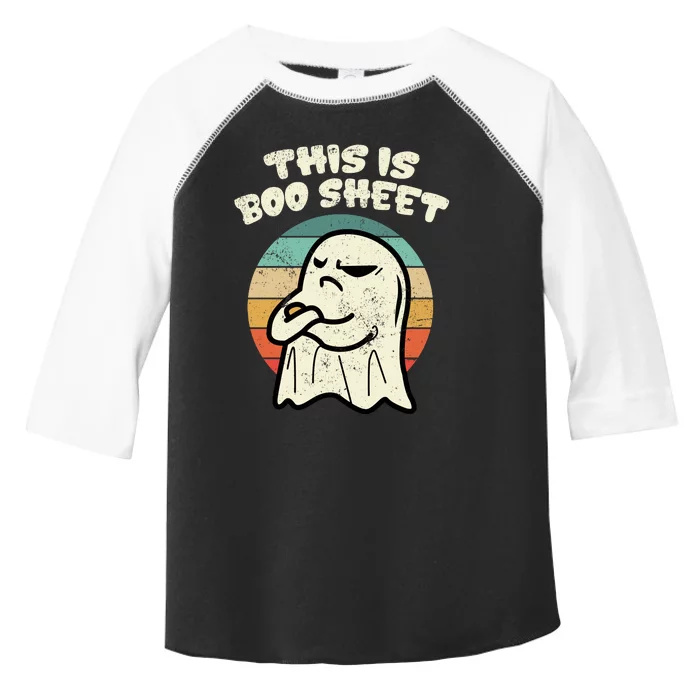 This Is Boo Sheet Ghost Retro Halloween Costume Toddler Fine Jersey T-Shirt